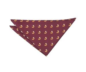DQT Men's Embroidered Animals Novelty Handkerchief Pocket Square - Burgundy Red Squirrel