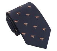 DQT Men's Embroidered Bird Novelty Classic Tie - Navy Blue Robin