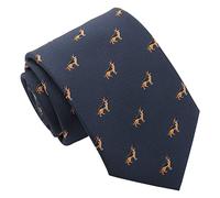 DQT Men's Embroidered Dog Print Novelty Classic Tie - Navy Blue German Shepherd