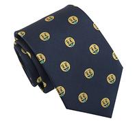 DQT Men's Embroidered Emoji Print Novelty Classic Tie - Navy Blue Pound Eyes