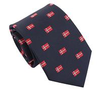 DQT Men's Embroidered Flag Print Novelty Classic Tie - Navy Blue Danish Flag