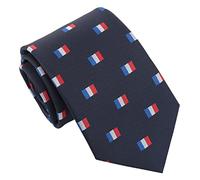 DQT Men's Embroidered Flag Print Novelty Classic Tie - Navy Blue French Flag