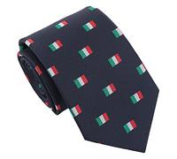 DQT Men's Embroidered Flag Print Novelty Classic Tie - Navy Blue Italian Flag