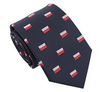 DQT Men's Embroidered Flag Print Novelty Classic Tie - Navy Blue Polish Flag