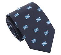 DQT Men's Embroidered Flag Print Novelty Classic Tie - Navy Blue Scottish Flag