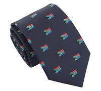 DQT Men's Embroidered Flag Print Novelty Classic Tie - Navy Blue South African Flag