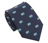 DQT Men's Embroidered Flag Print Novelty Classic Tie - Navy Blue Swedish Flag Tie