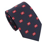 DQT Men's Embroidered Flag Print Novelty Classic Tie - Navy Blue Swiss Flag