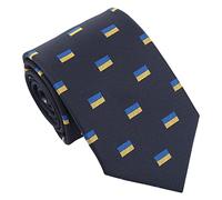 DQT Men's Embroidered Flag Print Novelty Classic Tie - Navy Blue Ukrainian Flag