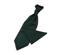DQT Mens Greek Key Jacquard Cravat & Pocket Square Set - Wedding Business & Formal Scrunchie Ascot Set - Dark Green