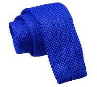 DQT Mens Knitted Polka Dot Skinny Tie - 5cm Width Necktie - Wedding, Business & Formal - Plain Royal Blue