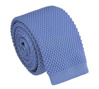 DQT Mens Knitted Tie - Skinny 5cm Width Textured Necktie - Wedding, Business & Formal - Plain Baby Blue