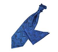 DQT Mens Paisley Floral Jacquard Pre-Tied Scrunchie Cravat & Pocket Square Set (2pc) - Wedding, Business & Formal - Royal Blue