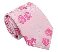 DQT Mens Paisley Floral Jacquard Tie - 8cm Classic Width Necktie for Wedding, Business & Formal - Pink