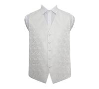 DQT Mens Paisley Floral Wedding Waistcoat Vest for Formal Suit - Ivory 44" (2XL)
