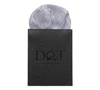 DQT Mens Paisley Pre-Folded Pocket Square - Wedding, Business & Formal Suit Handkerchief - Silver - Puff