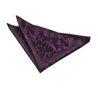 DQT Mens Passion Floral Jacquard Pocket Square - Wedding, Business & Formal - Purple & Black