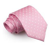 DQT Mens Pink Solid Plain Stripe Floral Paisley Polka Dot Neck Tie - Polka Dot Classic Pink