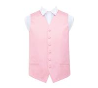 DQT Mens Plain Glossy Satin Classic Waistcoat - Wedding, Business & Formal Suit Vest - Baby Pink 40" (L)