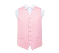 DQT Mens Plain Glossy Satin Classic Waistcoat - Wedding, Business & Formal Suit Vest - Baby Pink 46" (3XL)