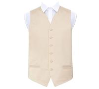 DQT Plain Satin Classic Glossy Wedding Waistcoat Vest Suit for Men - Champagne 42"