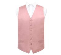 DQT Mens Plain Glossy Satin Classic Waistcoat - Wedding, Business & Formal Suit Vest - Dusty Pink 48" (4XL)
