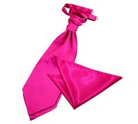 DQT Mens Plain Glossy Satin Wedding Cravat & Pocket Square Set - Formal, Business & Occasion - Hot Pink