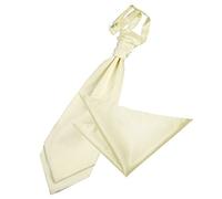 DQT Mens Plain Glossy Satin Wedding Cravat & Pocket Square Set - Formal, Business & Occasion - Ivory