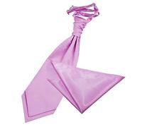 DQT Mens Plain Glossy Satin Wedding Cravat & Pocket Square Set - Formal, Business & Occasion - Lilac