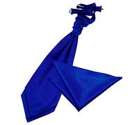 DQT Mens Plain Glossy Satin Wedding Cravat & Pocket Square Set - Formal, Business & Occasion - Royal Blue