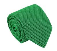 DQT Mens Plain Knitted Tie - 7cm Slim Width Knit Necktie - Wedding, Business & Formal - Forest Green