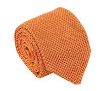 DQT Mens Plain Knitted Tie - 7cm Slim Width Knit Necktie - Wedding, Business & Formal - Tangerine