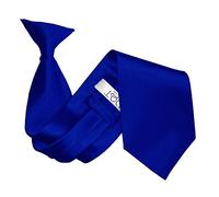 DQT Mens Plain Satin Clip-On Tie - Pre-Tied Necktie for Wedding, Business, Uniform, Security & Formal - Royal Blue
