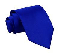 DQT Mens Plain Satin Extra Long Tie - 9cm Classic Necktie for Wedding Business & Formal Wear - Royal Blue