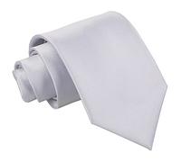 DQT Mens Plain Satin Extra Long Tie - 9cm Classic Necktie for Wedding Business & Formal Wear - Silver