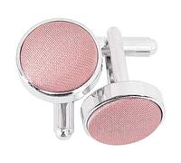 DQT Mens Plain Satin Fabric Inlay Cufflinks - Wedding, Business & Formal Shirt Accessories - Dusty Pink