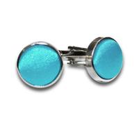 DQT Mens Plain Satin Fabric Inlay Cufflinks - Wedding, Business & Formal Shirt Accessories - Robin's Egg Blue
