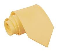 DQT Men's Plain Satin Polyester Wedding Extra Long Classic Tie - Pale Yellow