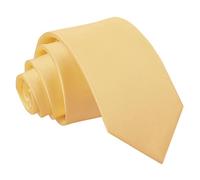 DQT Men's Plain Satin Polyester Wedding Modern Style Slim Tie - Pale Yellow