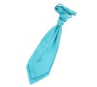 DQT Mens Plain Satin Pre-Tied Scrunchie Cravat - Ruche Ascot Tie for Wedding Business & Formal Wear - Robins egg blue