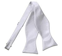 DQT Mens Plain Satin Self-Tie Bow Tie - Wedding, Business & Formal Wear - Silver