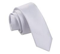 DQT Mens Plain Satin Tie - 5cm Skinny Width Necktie - Wedding, Business & Formal - Silver