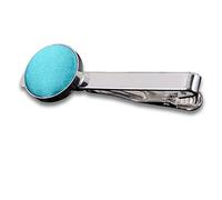DQT Mens Plain Satin Tie Clip - Wedding, Business & Formal Accessory - Robin's Egg Blue
