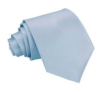 DQT Mens Plain Satin Tie - Wedding, Business & Formal Necktie - Dusty Blue Slim 7cm