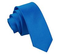 DQT Mens Plain Satin Tie - Wedding, Business & Formal Necktie - Electric Blue Skinny 5cm