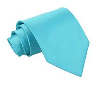 DQT Mens Plain Satin Tie - Wedding, Business & Formal Necktie - Robins Egg Blue Classic 9cm