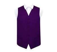 DQT Mens Plain Satin Waistcoat - Wedding, Business & Formal Suit Vest - Purple 50" (5XL)