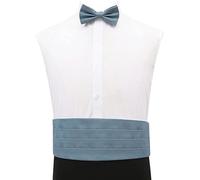 DQT Mens Plain Shantung Cummerbund - Wedding, Business & Formal Wear - Dusty Blue