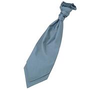 DQT Mens Plain Shantung Pre-Tied Scrunchie Cravat - Wedding Formal Ascot Tie - Dusty Blue