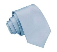 DQT Mens Plain Solid Satin Slim Tie 7cm - Wedding Business & Formal Necktie - Dusty Blue
